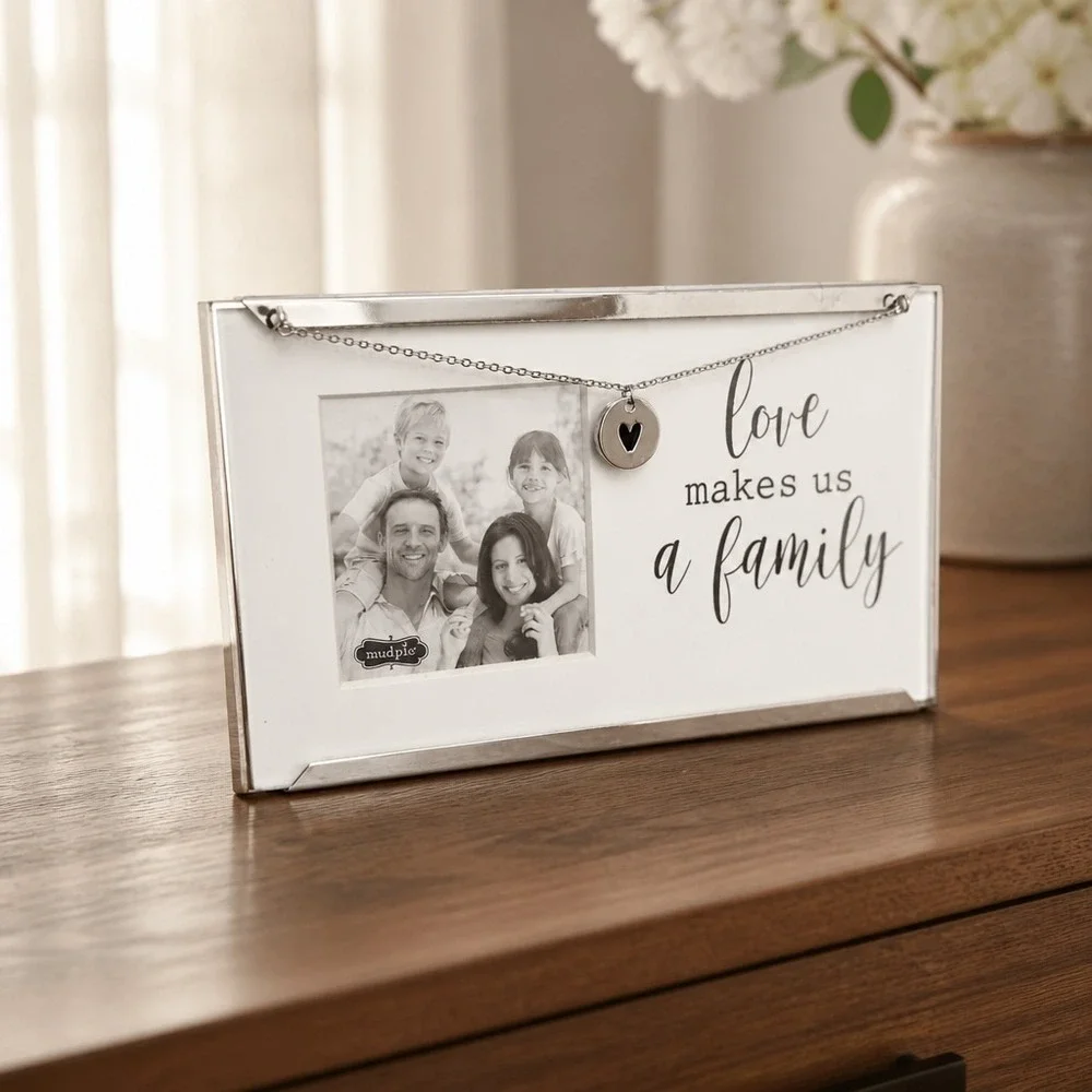 Silvertone And Glass Picture Frame Modern 2 1/2 x 2 1/2 Inch Photo